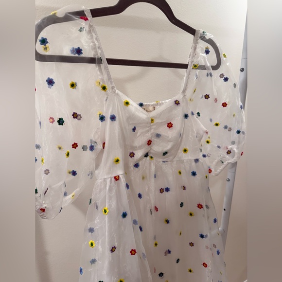 Altar'd State Floral Embroidered Babydoll Puff Sleeve Dress - Picture 4 of 7